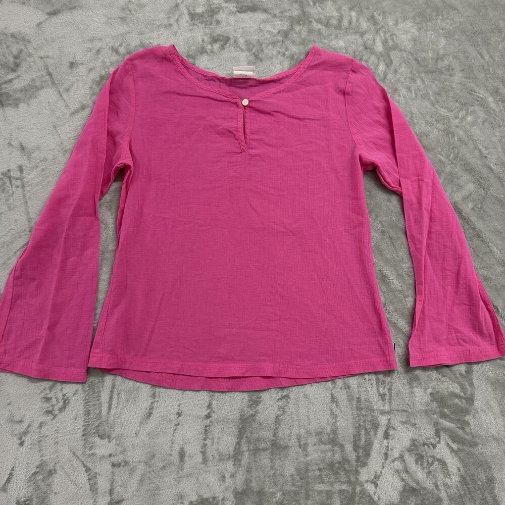 Tommy Hilfiger Swim Hot Pink Cotton Gauze Bell Sleeve Cover Up Top Womens M